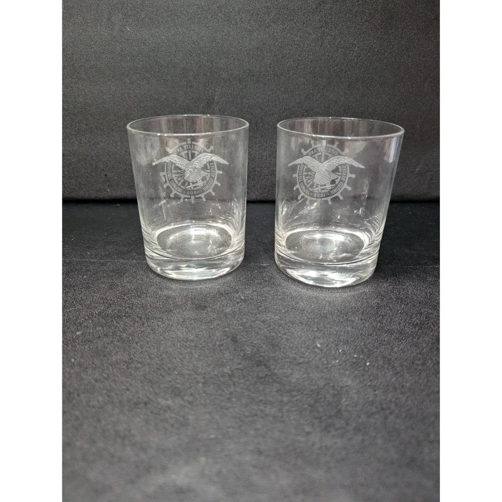 US Fidelity And Guidance Company 1896 Glass Tumblers Set, Etched Whiskey Glasses